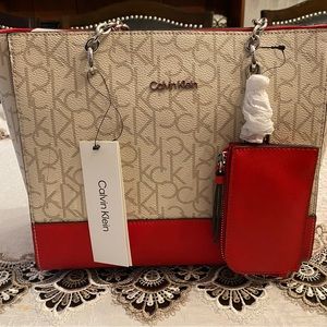 Calvin Klein tote bag with attached and detachable coin pouch